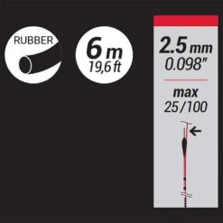 ELASTIQUE PLEIN 2,5 MM 6M -Fournitures De Pêche elastique plein 25 mm 6m 2