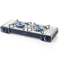 Réchaud à Gaz 2 Feux - Skandika Brann - Camping - Allumage Piezo - Mallette -Fournitures De Pêche rechaud a gaz 2 feux skandika brann camping allumage piezo mallette 1