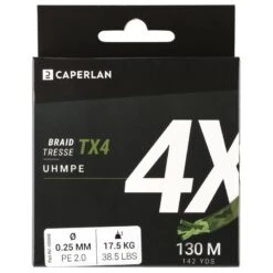 TRESSE PECHE AUX LEURRES TX4 KAKI 130M 7 TRESSE PECHE AUX LEURRES TX4 KAKI 130M -Fournitures De Pêche tresse peche aux leurres tx4 kaki 130m 2